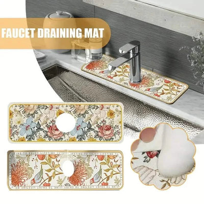Floral Sink Faucet Absorbent Mat DailySale