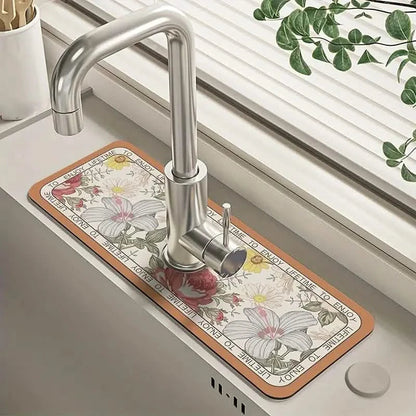 Floral Sink Faucet Absorbent Mat DailySale