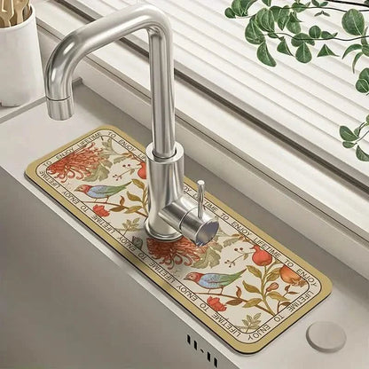 Floral Sink Faucet Absorbent Mat DailySale