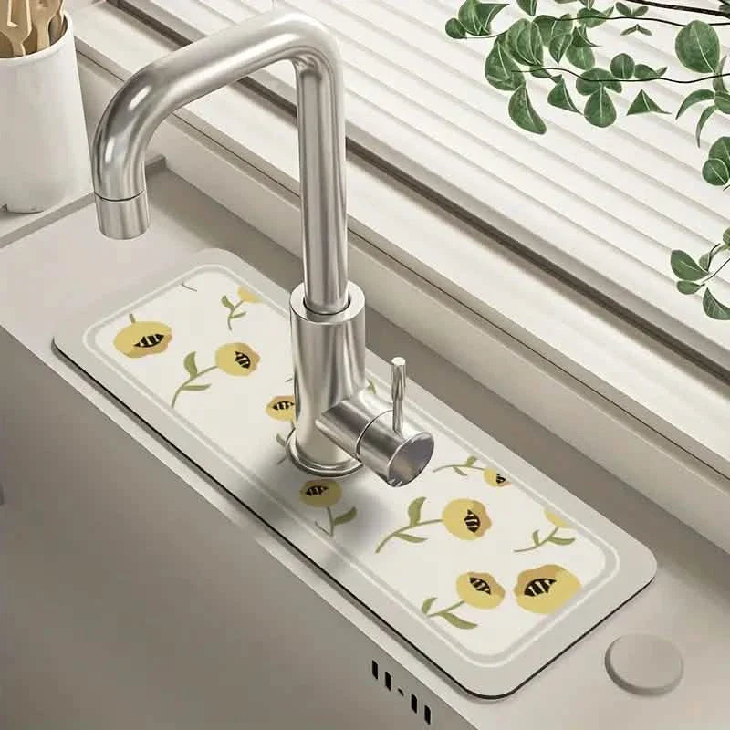 Floral Sink Faucet Absorbent Mat DailySale