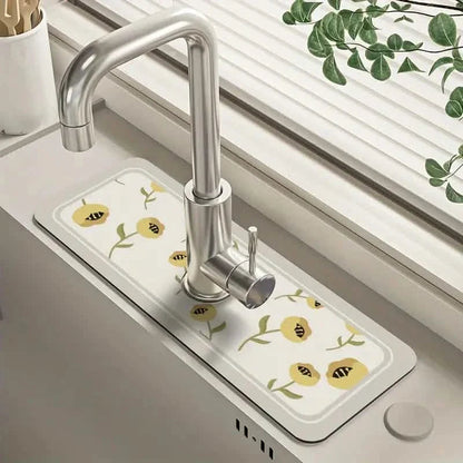 Floral Sink Faucet Absorbent Mat DailySale