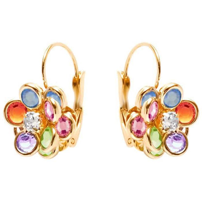Flower Shaped Leverback Drop Earrings Made with Swarovski Crystals DailySale