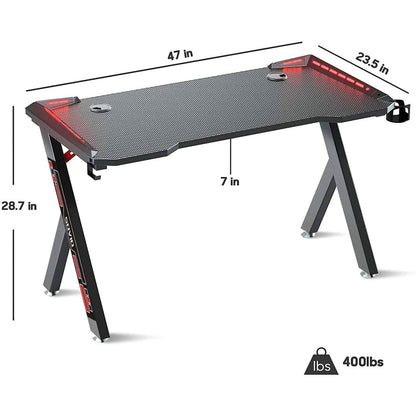 Flusha Gaming Desk with LED RGB Lights DailySale