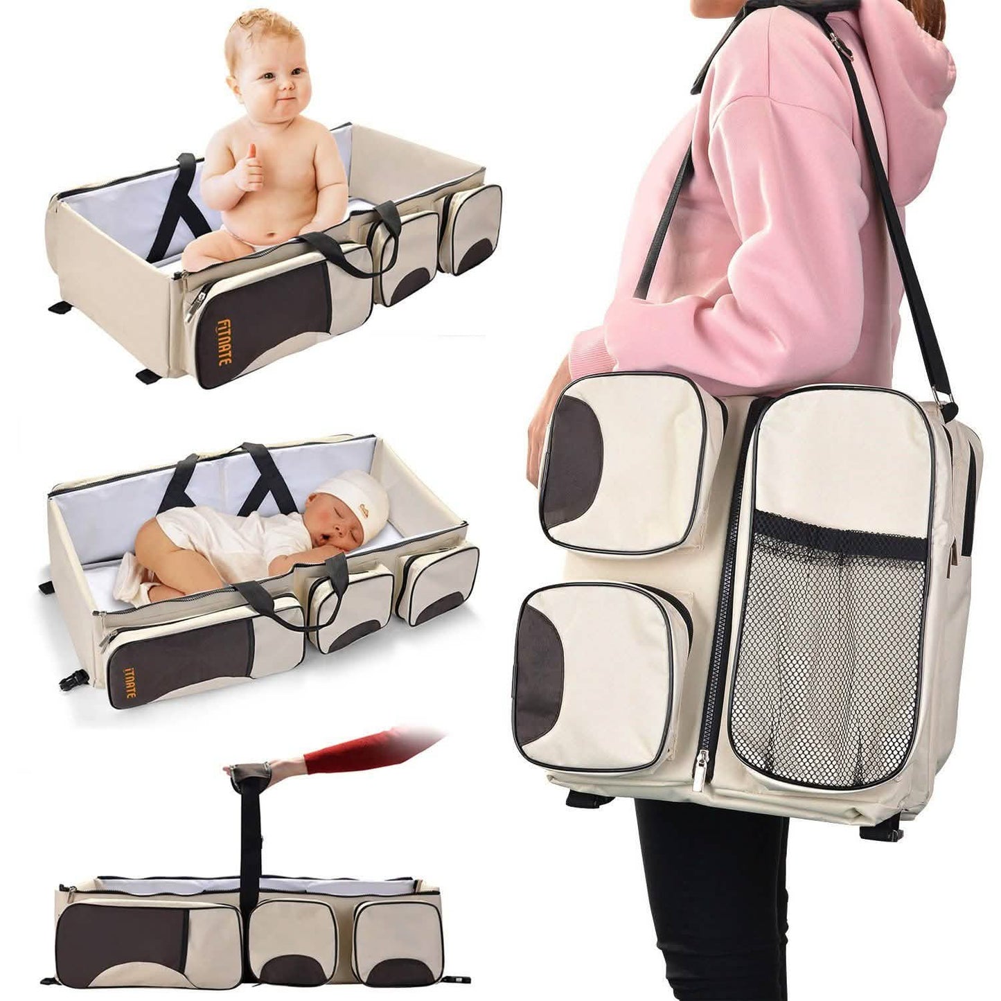 Foldable 3-in-1 Tote Bag Baby Bed Changing Station Travel Carrycot DailySale