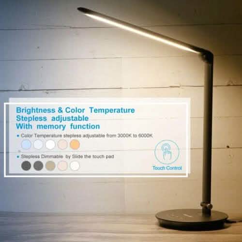 Foldable AC LED Desk Table Lamp Adjustable Touch Reading USB Rechargeable Port DailySale