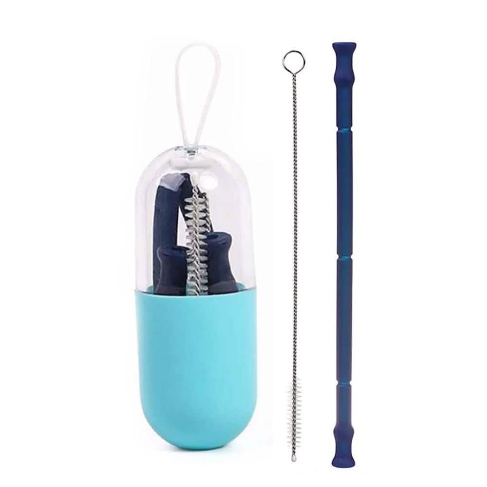 Foldable And Reusable Silicone Drinking Straw With Case DailySale