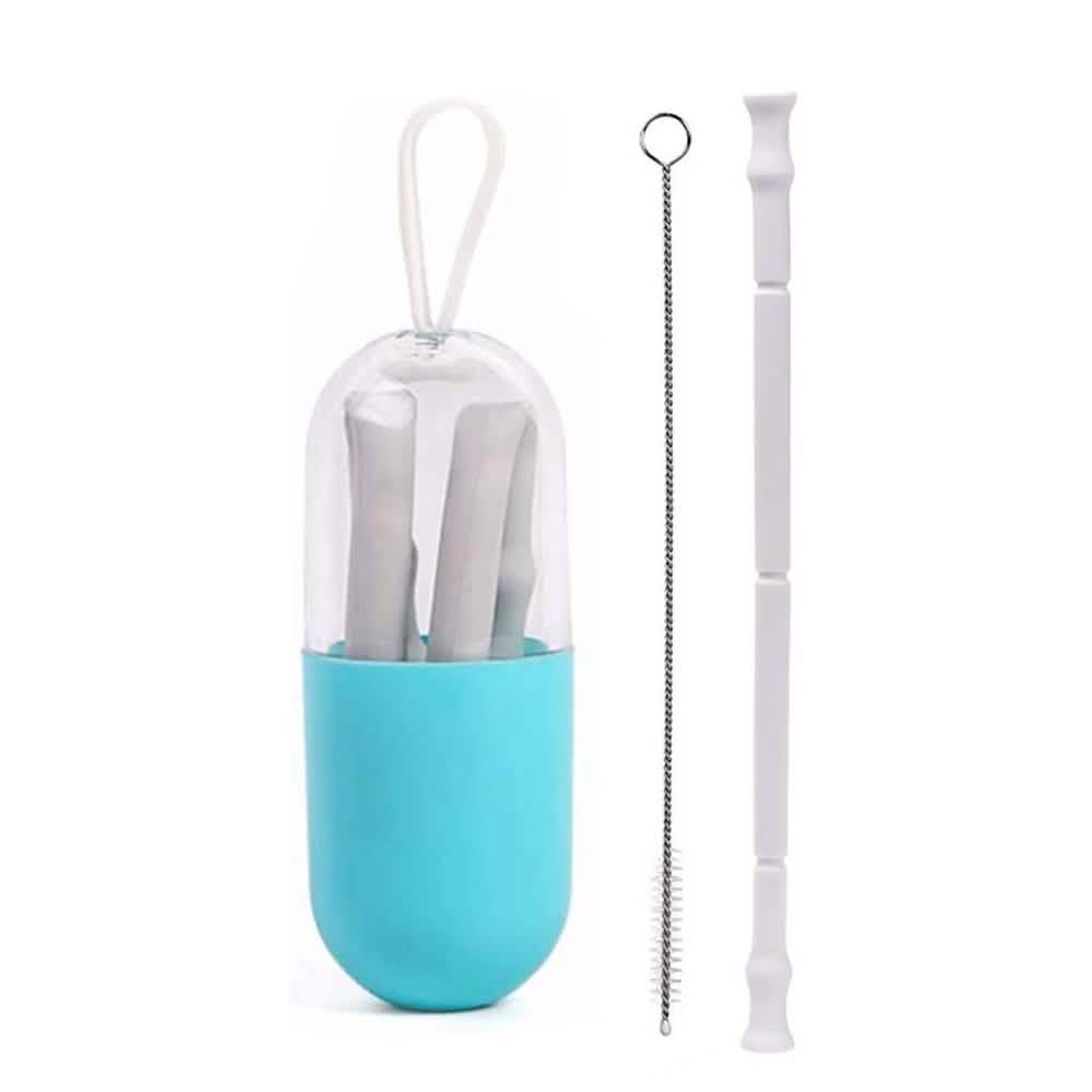 Foldable And Reusable Silicone Drinking Straw With Case DailySale