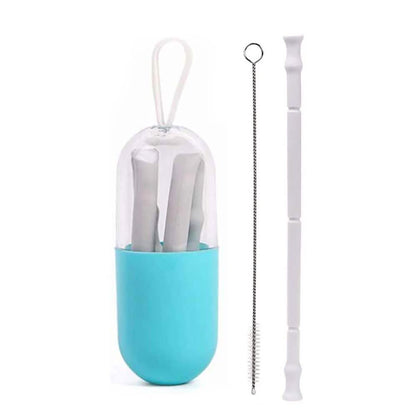 Foldable And Reusable Silicone Drinking Straw With Case DailySale
