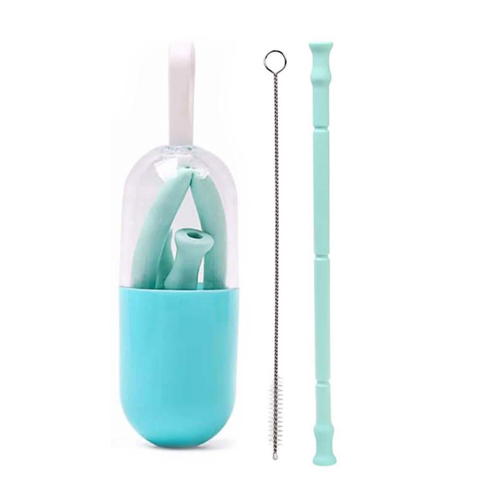 Foldable And Reusable Silicone Drinking Straw With Case DailySale