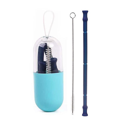 Foldable and Reusable Silicone Drinking Straw with Case DailySale