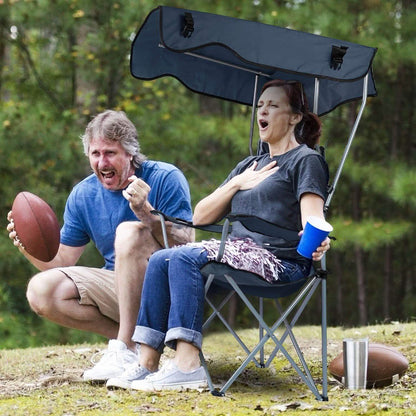 Foldable Beach Canopy Chair Sun Protection with Cup Holder DailySale