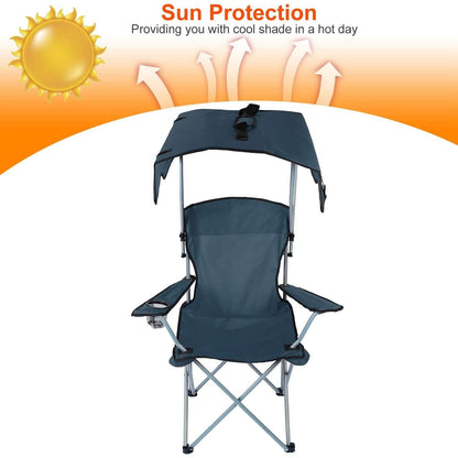 Foldable Beach Canopy Chair Sun Protection with Cup Holder DailySale