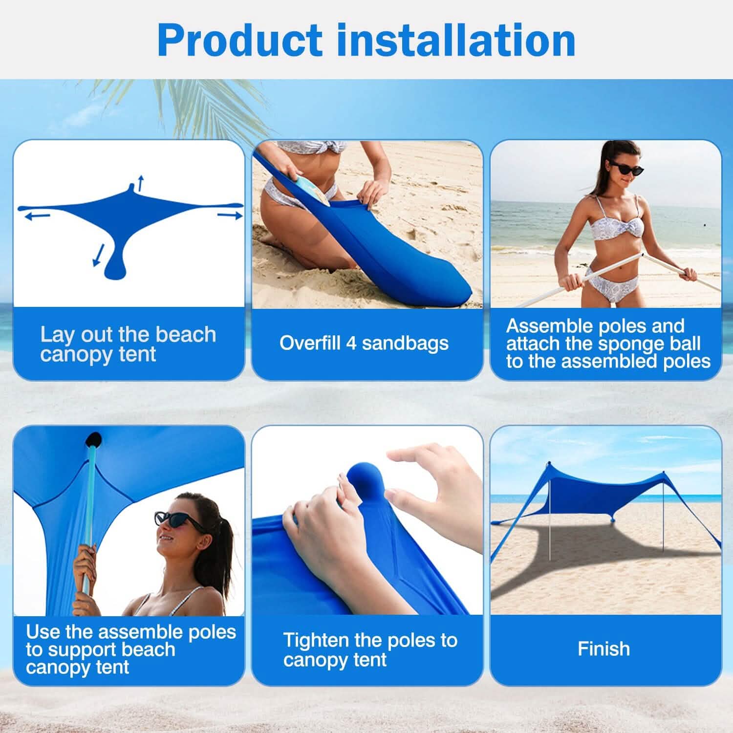 Foldable Beach Canopy Tent Collapsible Shade DailySale