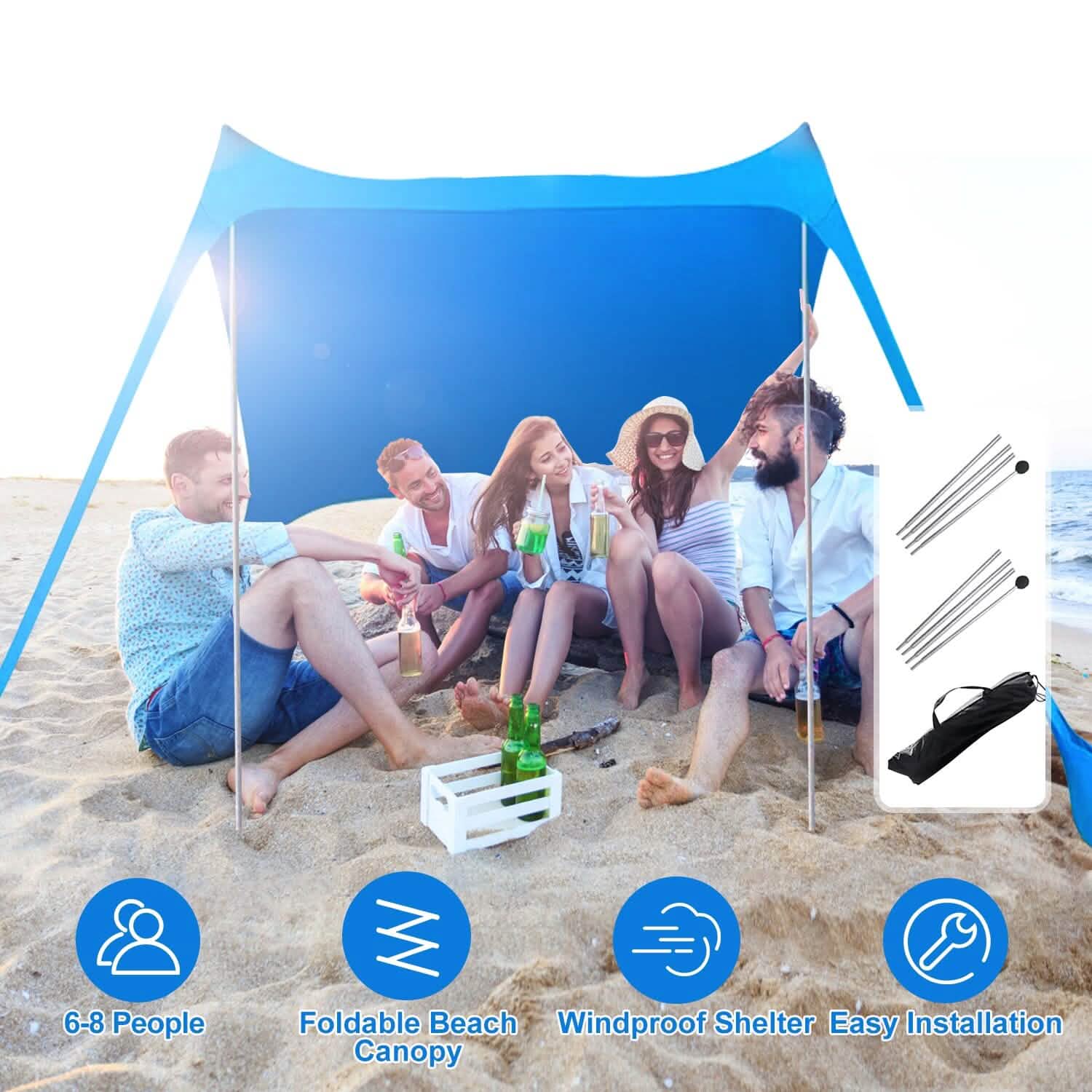 Foldable Beach Canopy Tent Collapsible Shade DailySale
