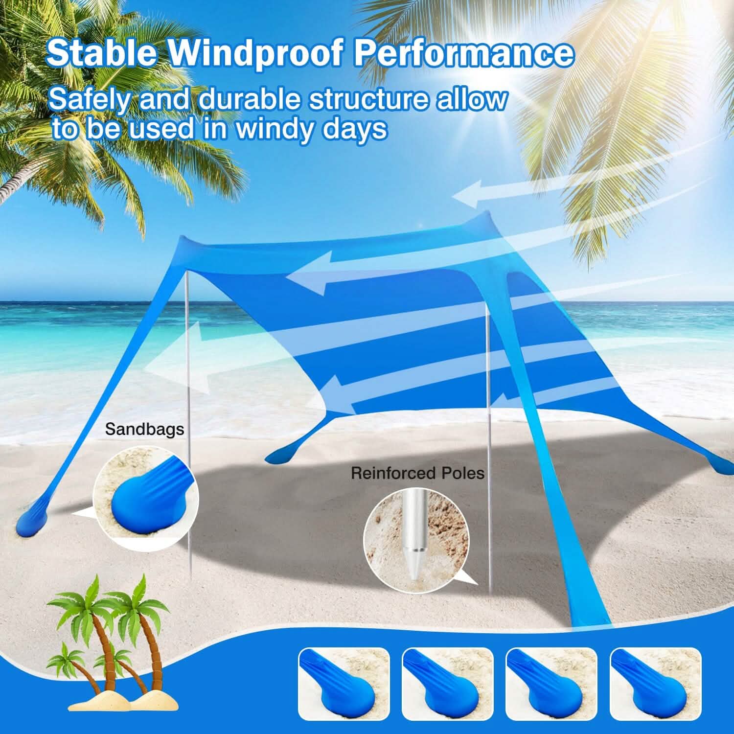 Foldable Beach Canopy Tent Collapsible Shade DailySale