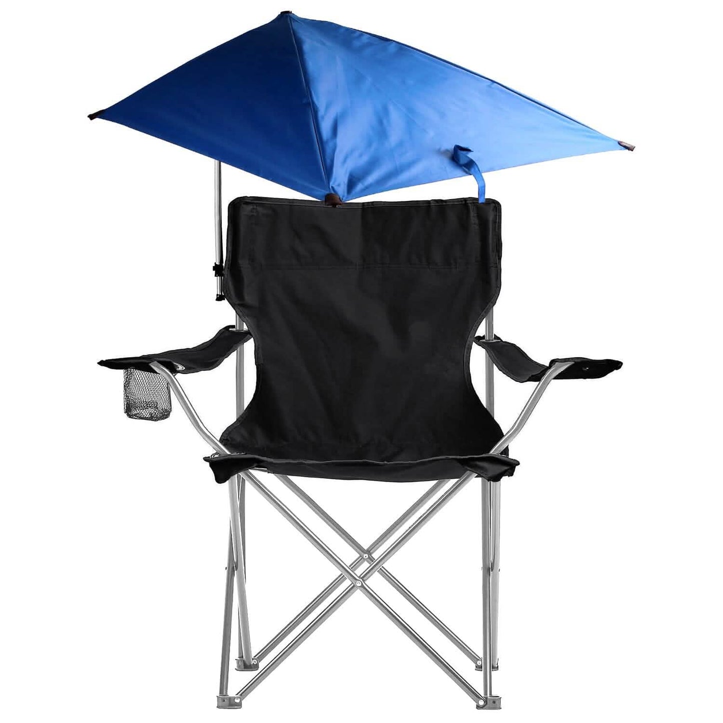 Foldable Beach Chair with Detachable Armrest Adjustable Canopy Stool with Cup Holder DailySale