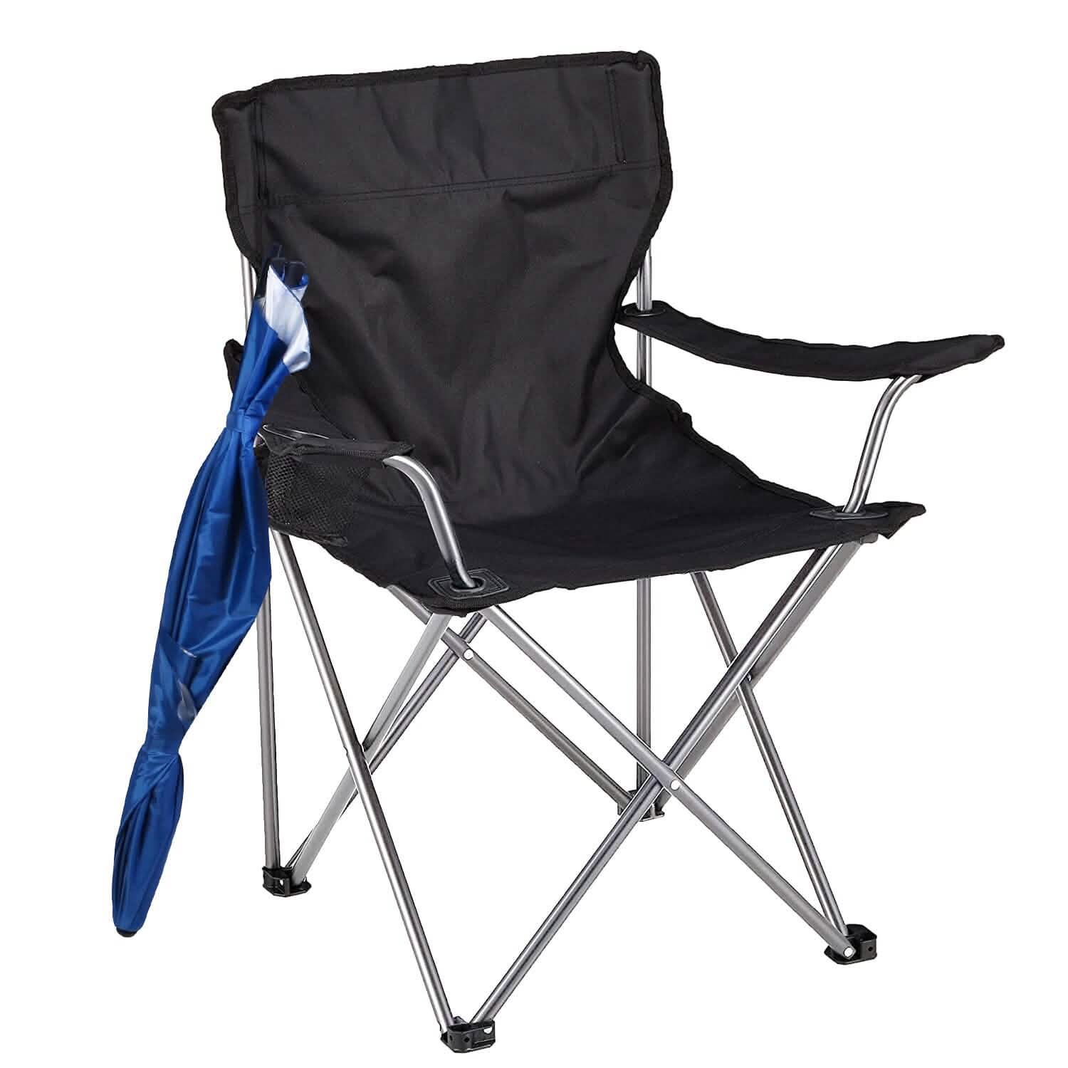 Foldable Beach Chair with Detachable Armrest Adjustable Canopy Stool with Cup Holder DailySale