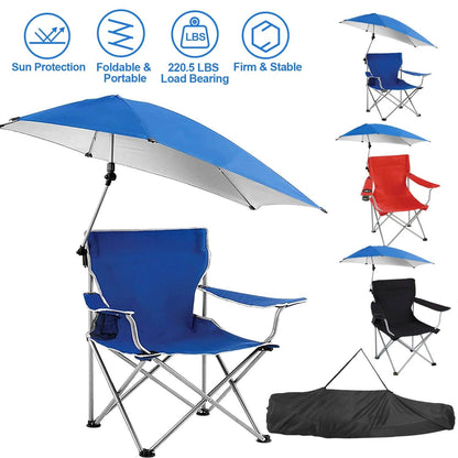 Foldable Beach Chair with Detachable Armrest Adjustable Canopy Stool with Cup Holder DailySale