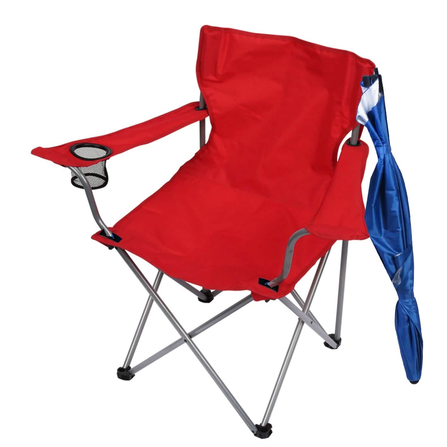 Foldable Beach Chair with Detachable Armrest Adjustable Canopy Stool with Cup Holder DailySale