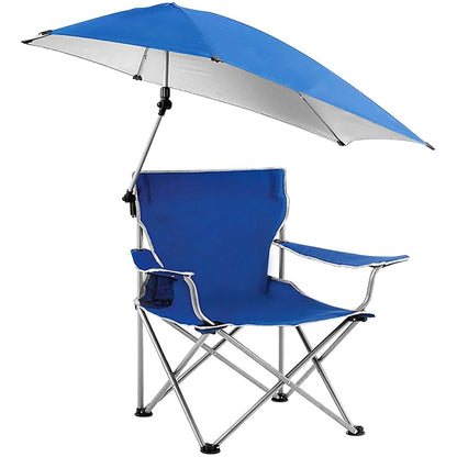 Foldable Beach Chair with Detachable Armrest Adjustable Canopy Stool with Cup Holder DailySale