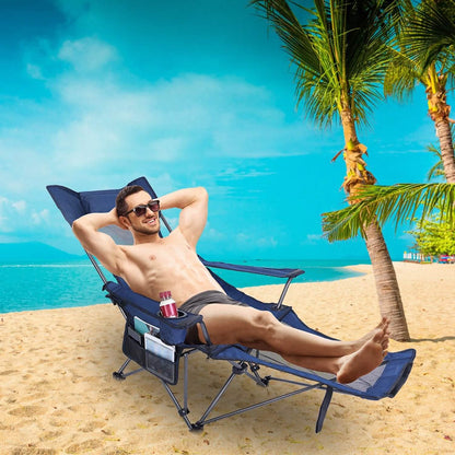 Foldable Camping Chair Heavy Duty Steel Lawn Chair with Reclining Backrest Angle DailySale