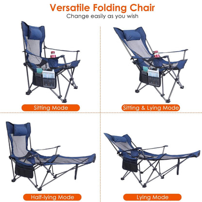 Foldable Camping Chair Heavy Duty Steel Lawn Chair with Reclining Backrest Angle DailySale