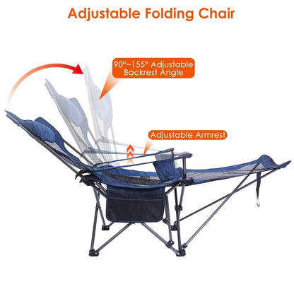 Foldable Camping Chair Heavy Duty Steel Lawn Chair with Reclining Backrest Angle DailySale