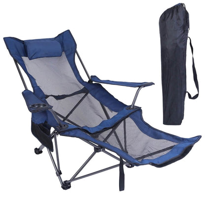 Foldable Camping Chair Heavy Duty Steel Lawn Chair with Reclining Backrest Angle DailySale