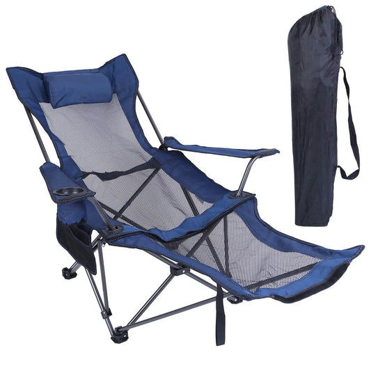 Foldable Camping Chair Heavy Duty Steel Lawn Chair with Reclining Backrest Angle DailySale