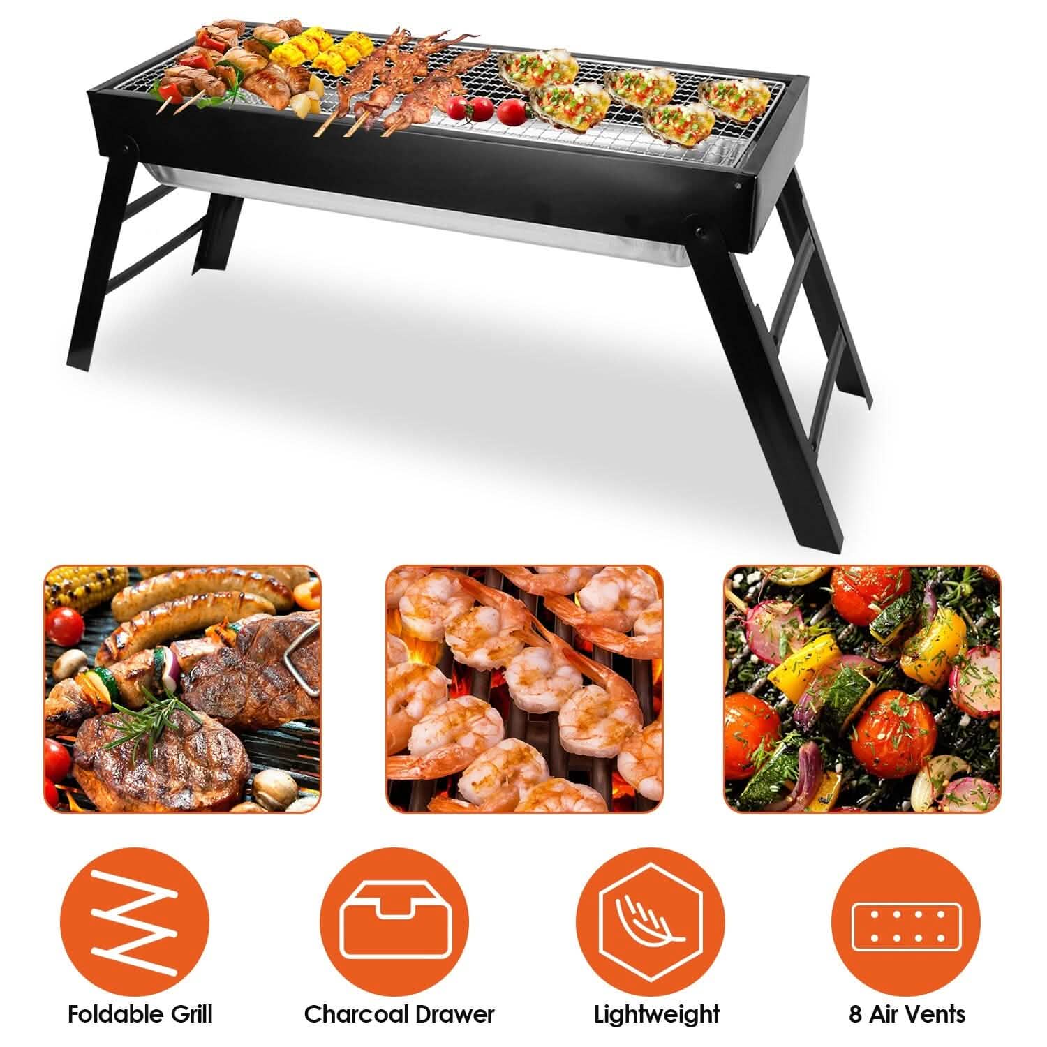 Foldable Charcoal BBQ Grill Stainless Steel Grill Net DailySale