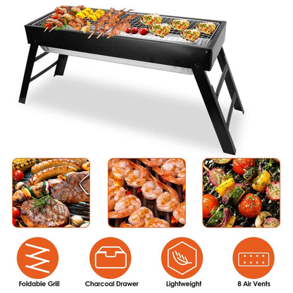 Foldable Charcoal BBQ Grill Stainless Steel Grill Net DailySale
