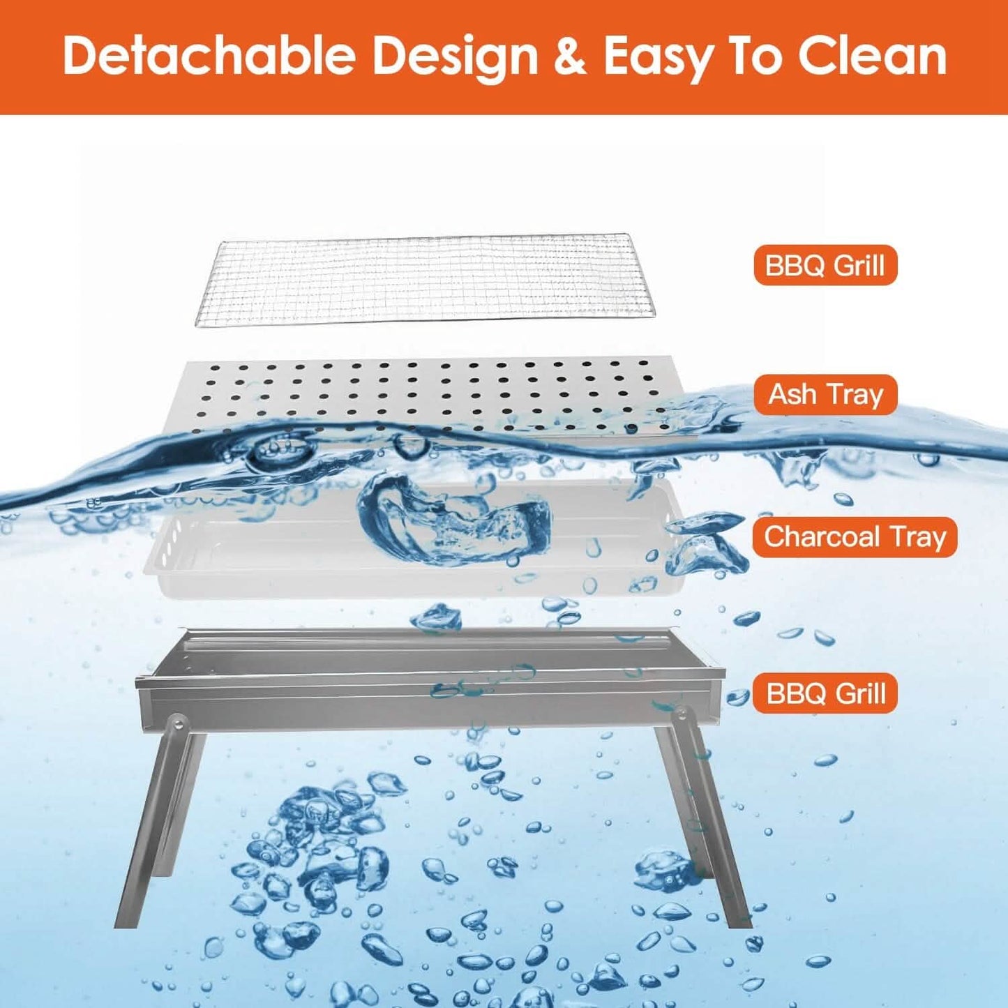 Foldable Charcoal BBQ Grill Stainless Steel Grill Net DailySale