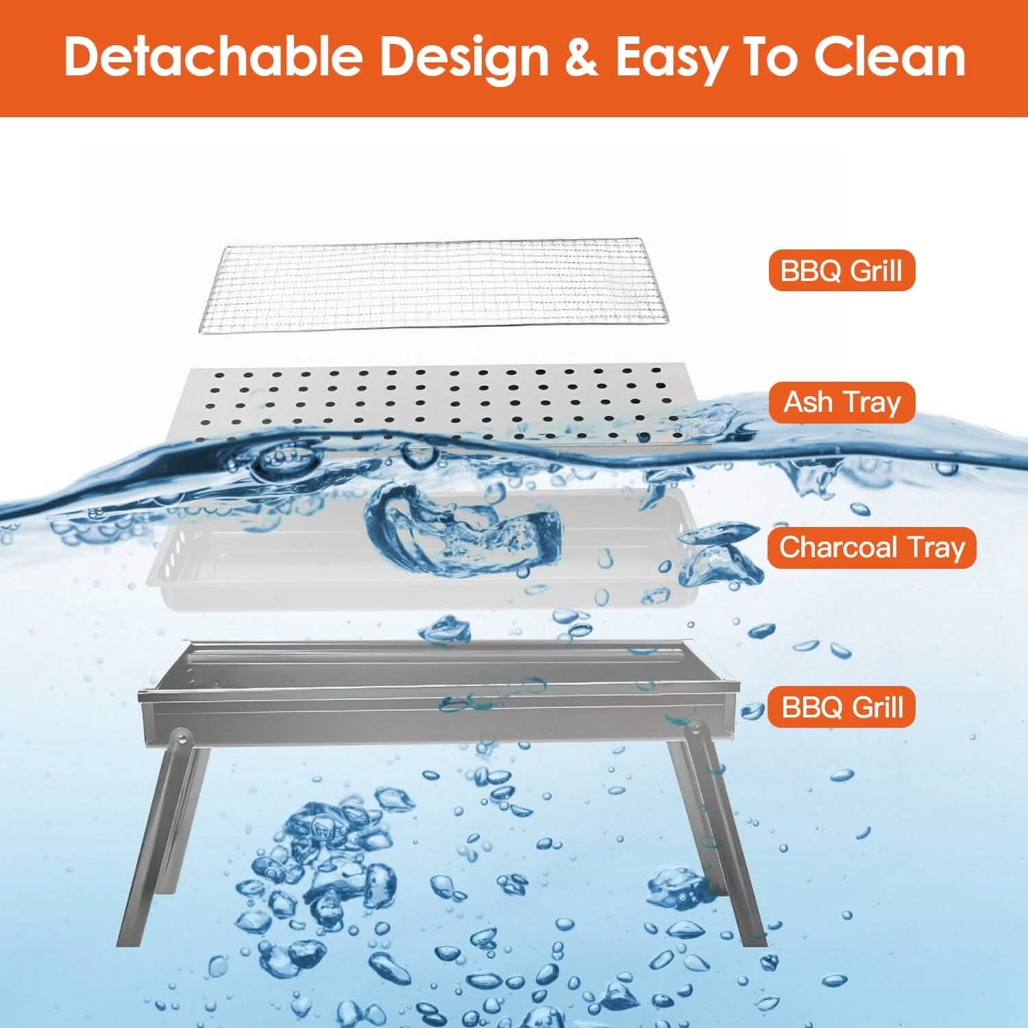 Foldable Charcoal BBQ Grill Stainless Steel Grill Net DailySale