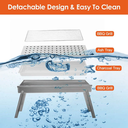 Foldable Charcoal BBQ Grill Stainless Steel Grill Net DailySale