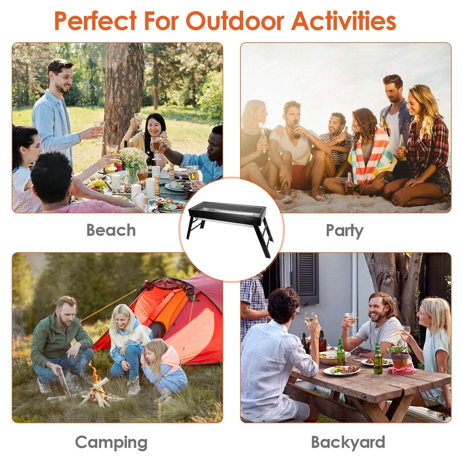 Foldable Charcoal BBQ Grill Stainless Steel Grill Net DailySale