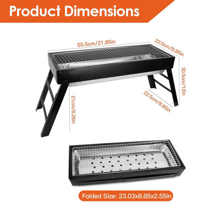 Foldable Charcoal BBQ Grill Stainless Steel Grill Net DailySale