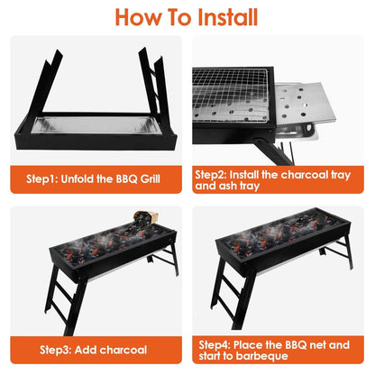 Foldable Charcoal BBQ Grill Stainless Steel Grill Net DailySale