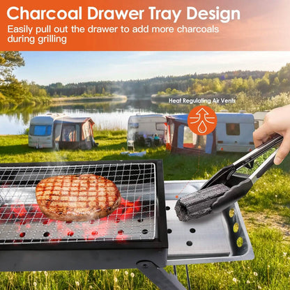 Foldable Charcoal BBQ Grill Stainless Steel Grill Net DailySale