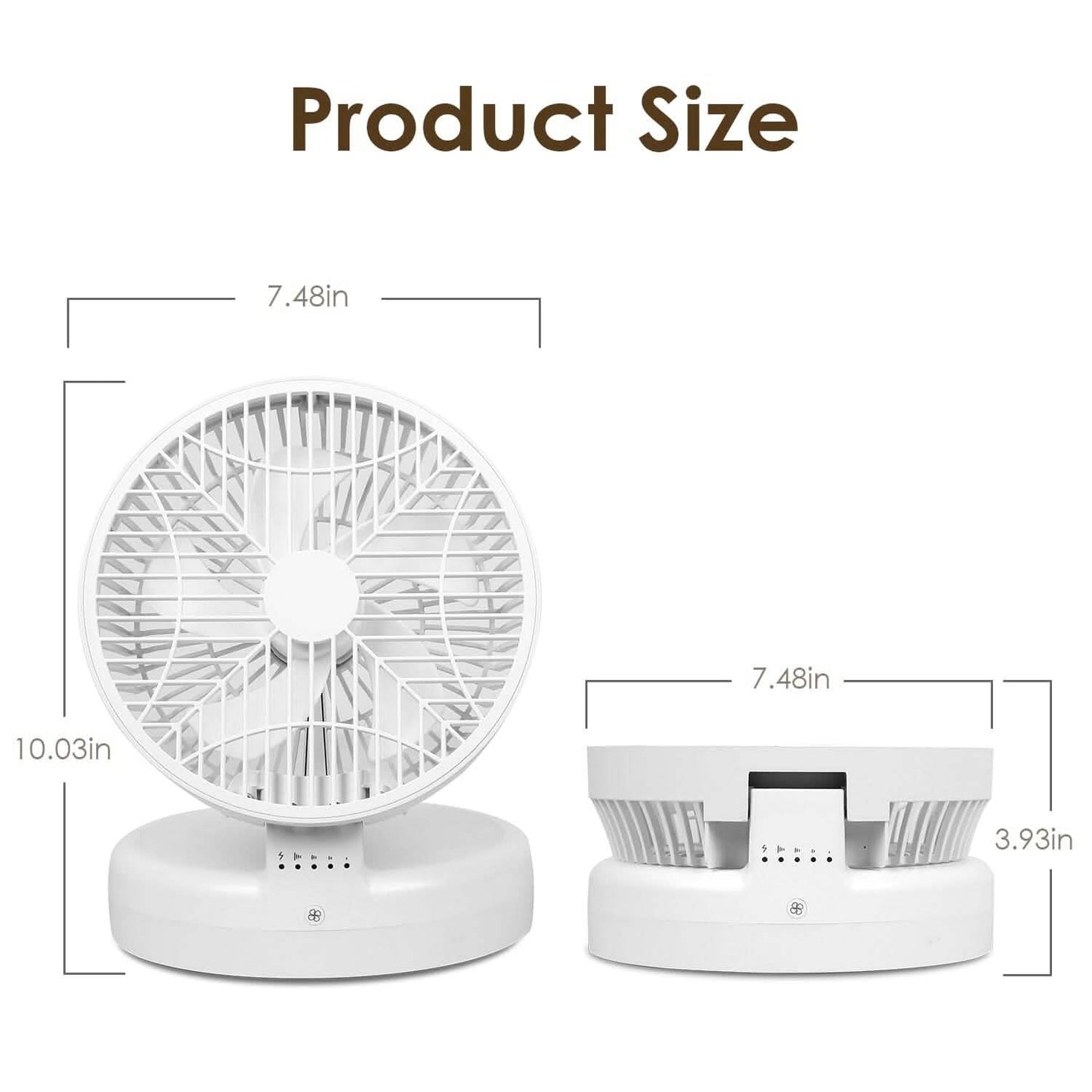 Foldable Desk Fan with 4 Wind Speeds Type-C Rechargeable Wall-Mounted DailySale