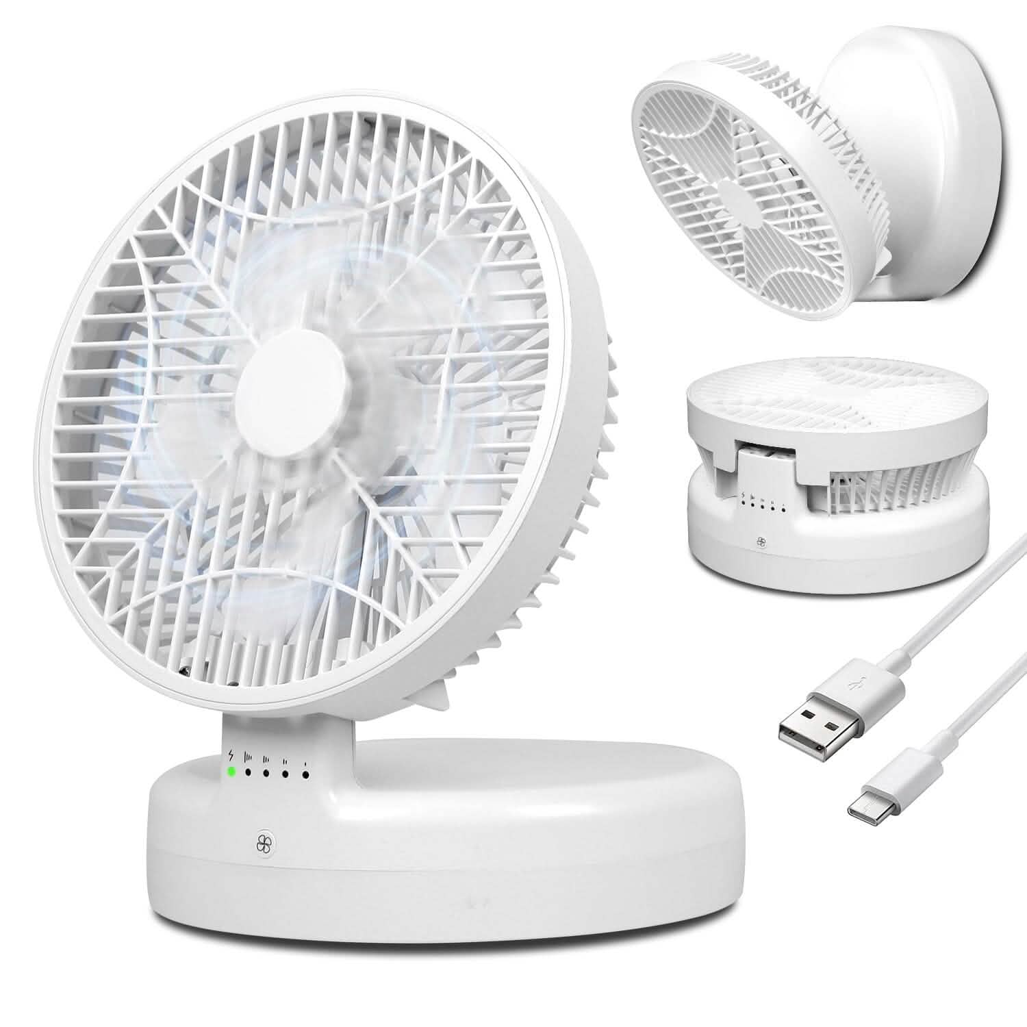 Foldable Desk Fan with 4 Wind Speeds Type-C Rechargeable Wall-Mounted DailySale