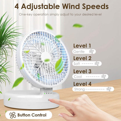 Foldable Desk Fan with 4 Wind Speeds Type-C Rechargeable Wall-Mounted DailySale
