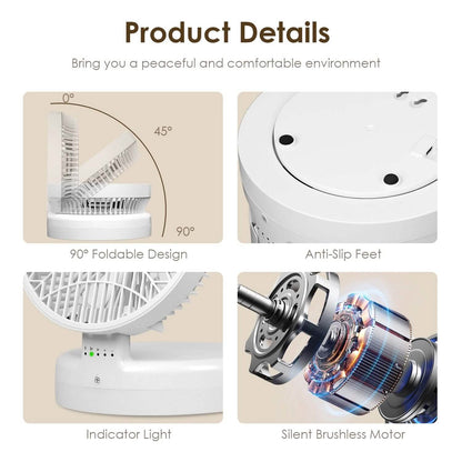 Foldable Desk Fan with 4 Wind Speeds Type-C Rechargeable Wall-Mounted DailySale