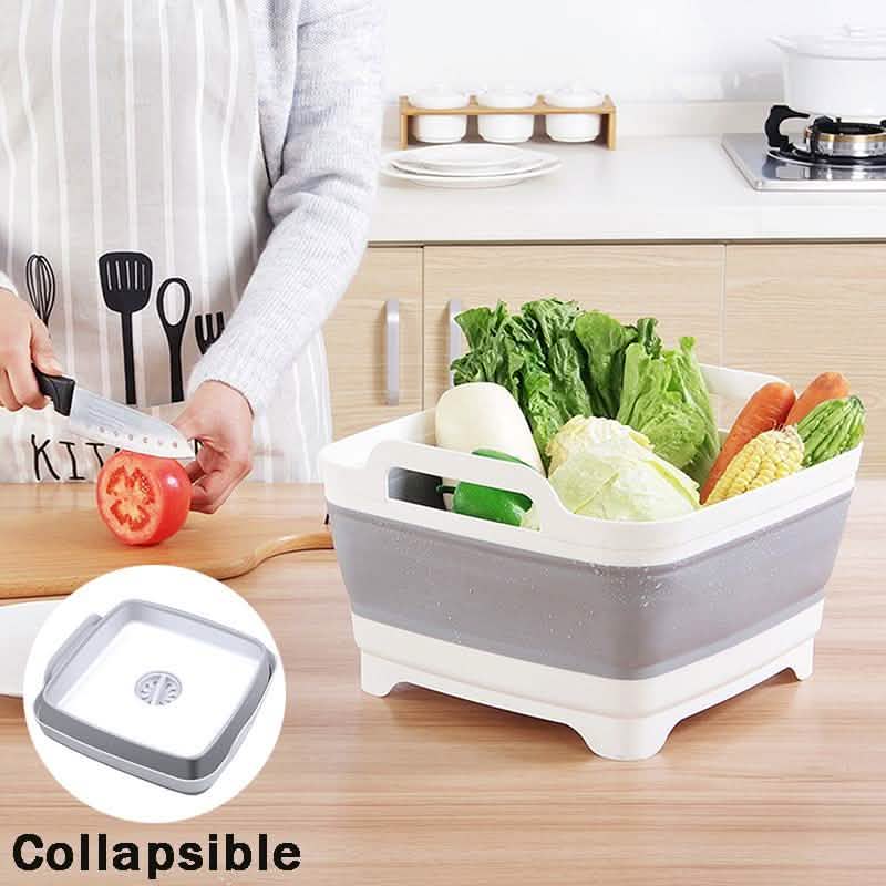 Foldable Dish Tub Washing Basin Collapsible Draining Pan Strainer Food Basket DailySale