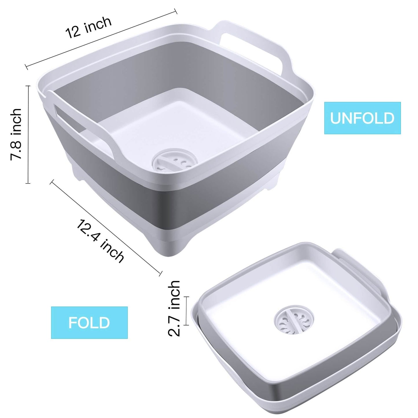 Foldable Dish Tub Washing Basin Collapsible Draining Pan Strainer Food Basket DailySale