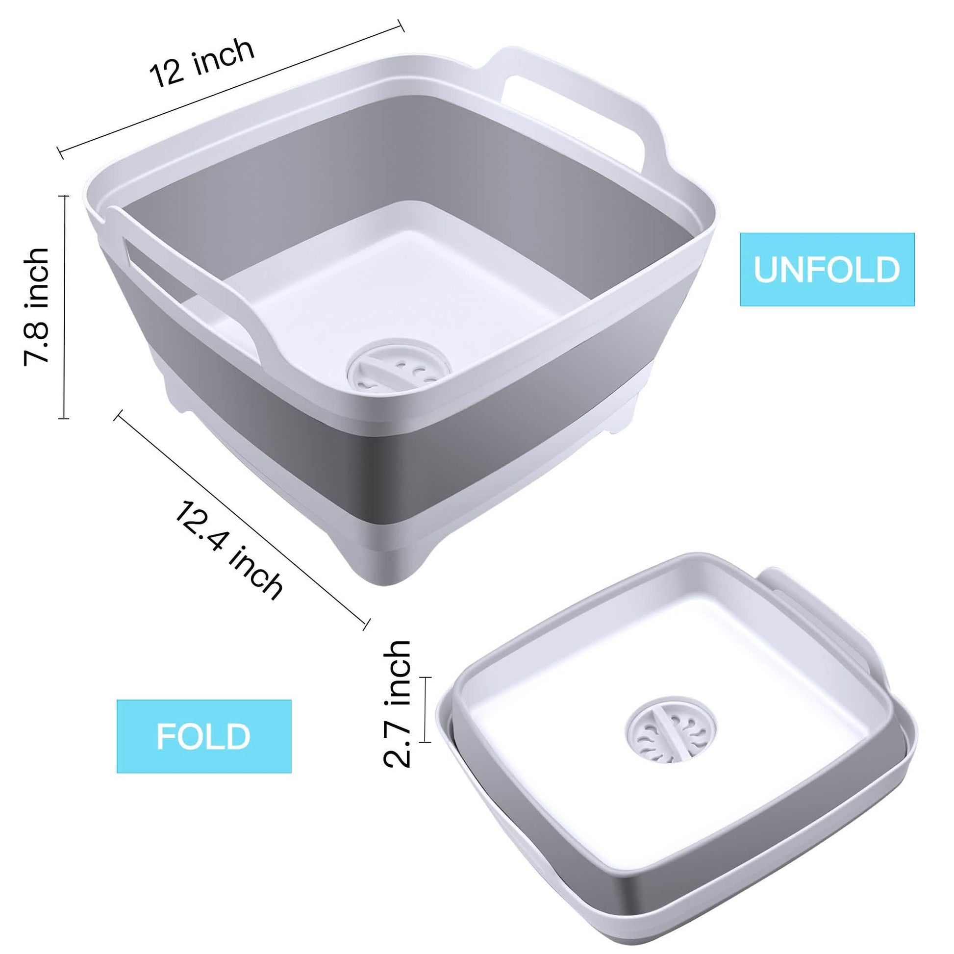 Foldable Dish Tub Washing Basin Collapsible Draining Pan Strainer Food Basket DailySale
