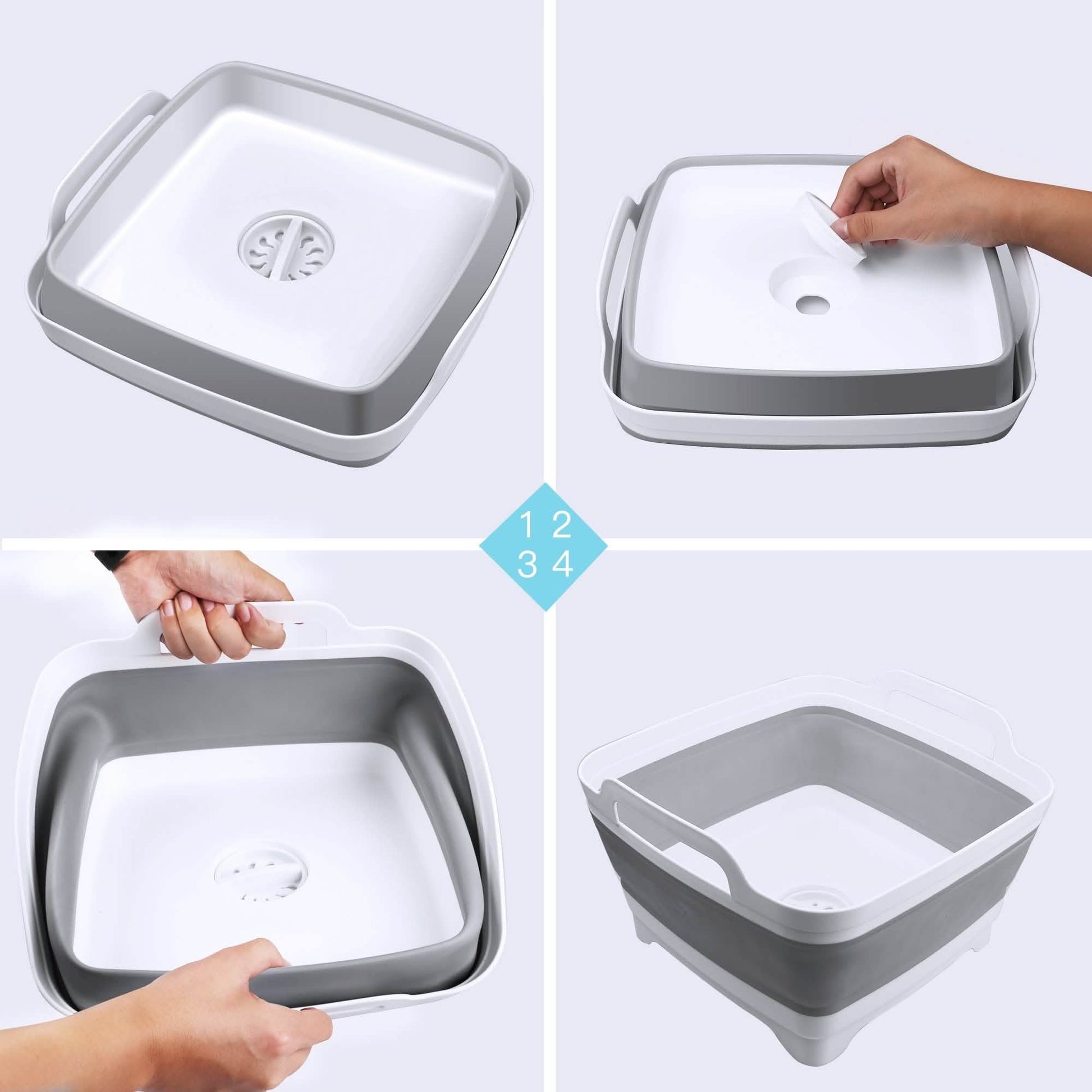 Foldable Dish Tub Washing Basin Collapsible Draining Pan Strainer Food Basket DailySale