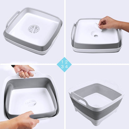 Foldable Dish Tub Washing Basin Collapsible Draining Pan Strainer Food Basket DailySale