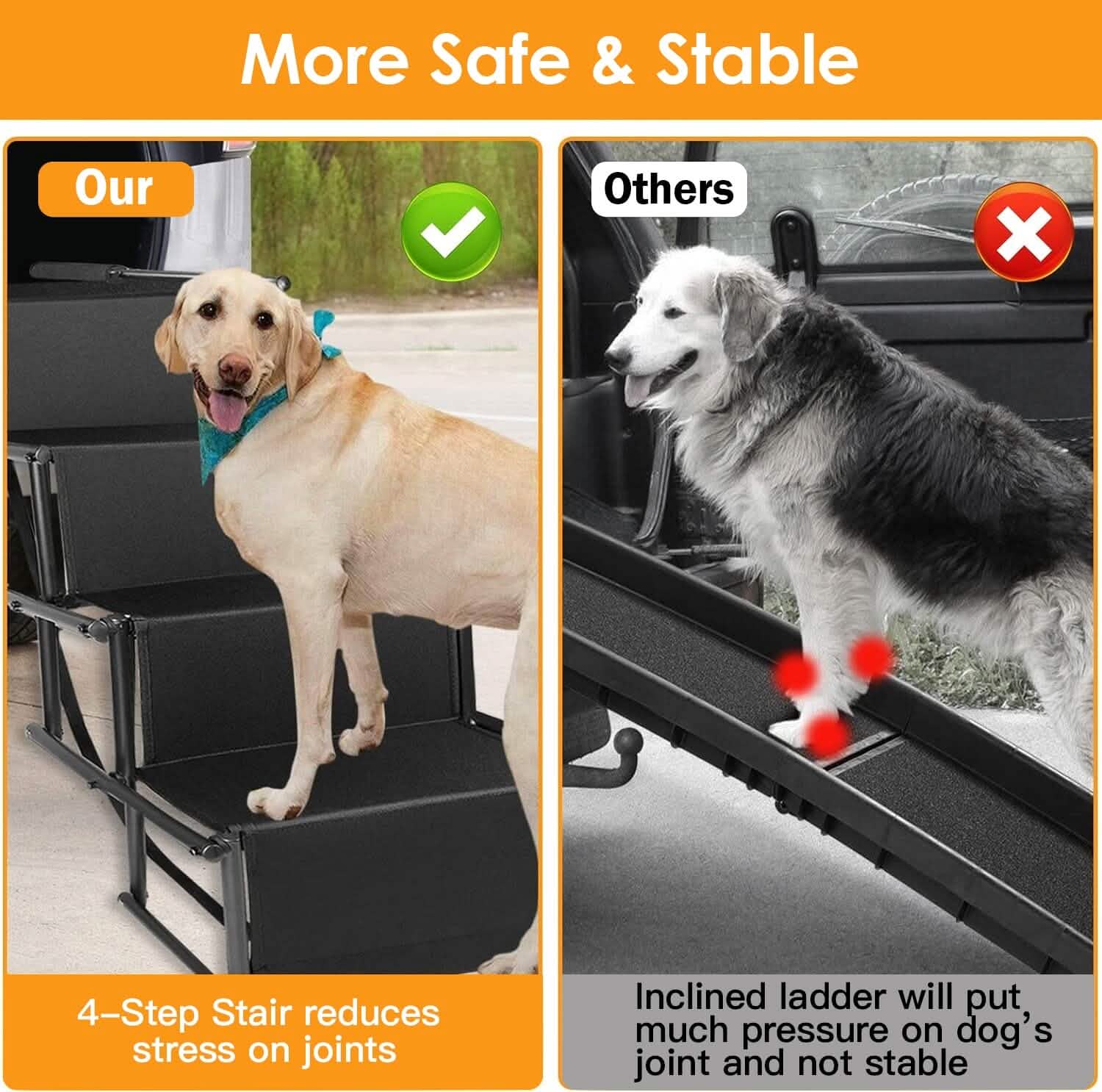 Foldable Dog Ramp 4 Step Collapsible Non Slip Stairs DailySale