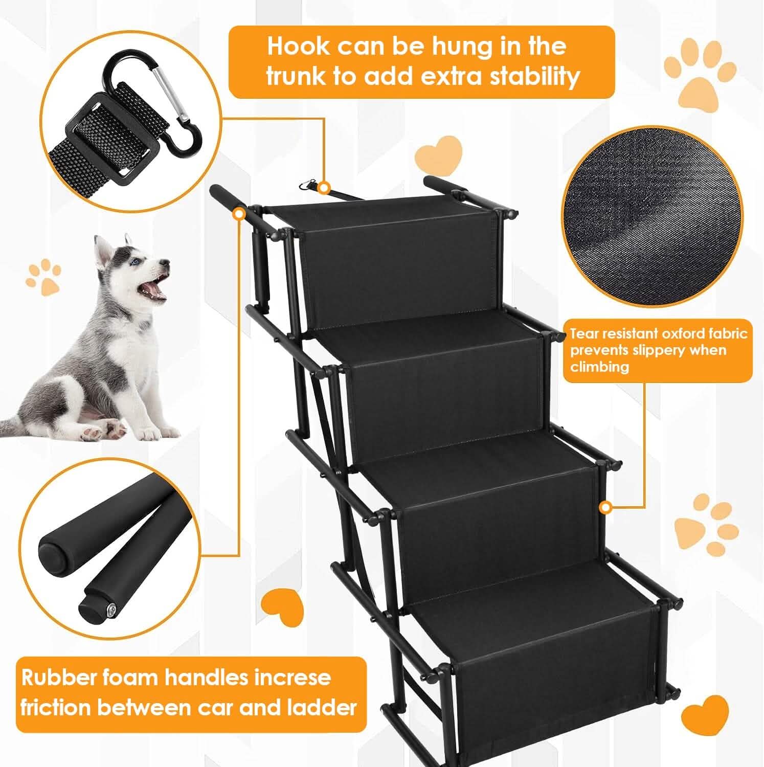 Foldable Dog Ramp 4 Step Collapsible Non Slip Stairs DailySale