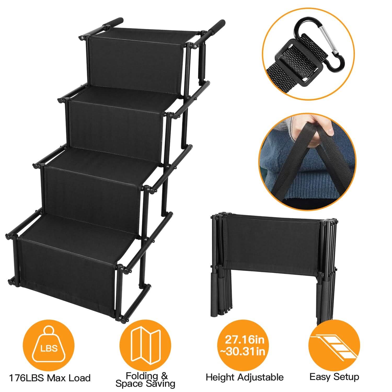 Foldable Dog Ramp 4 Step Collapsible Non Slip Stairs DailySale